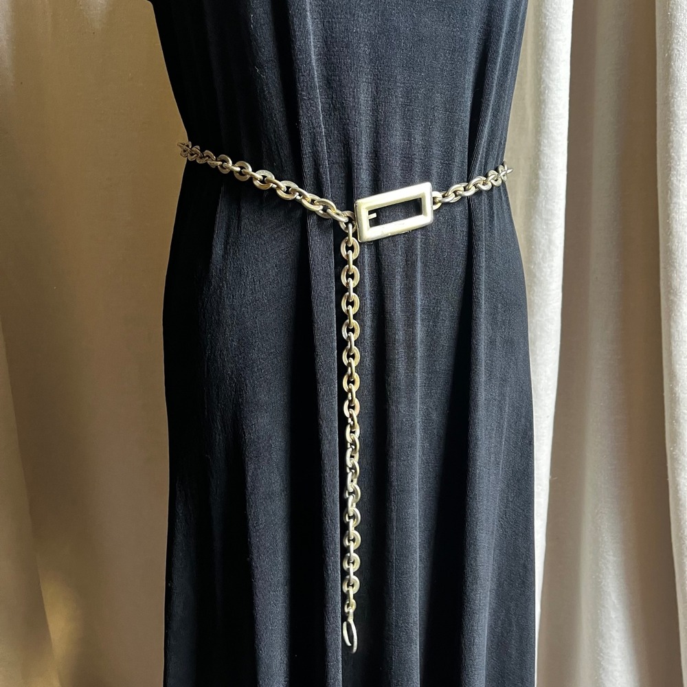 Vintage Brutalist Chain Belt Necklace Convertible Statement Piece 40"